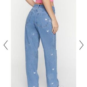 (3 for 25)Forever 21 high waist Straight Leg Jeans with Heart Accents